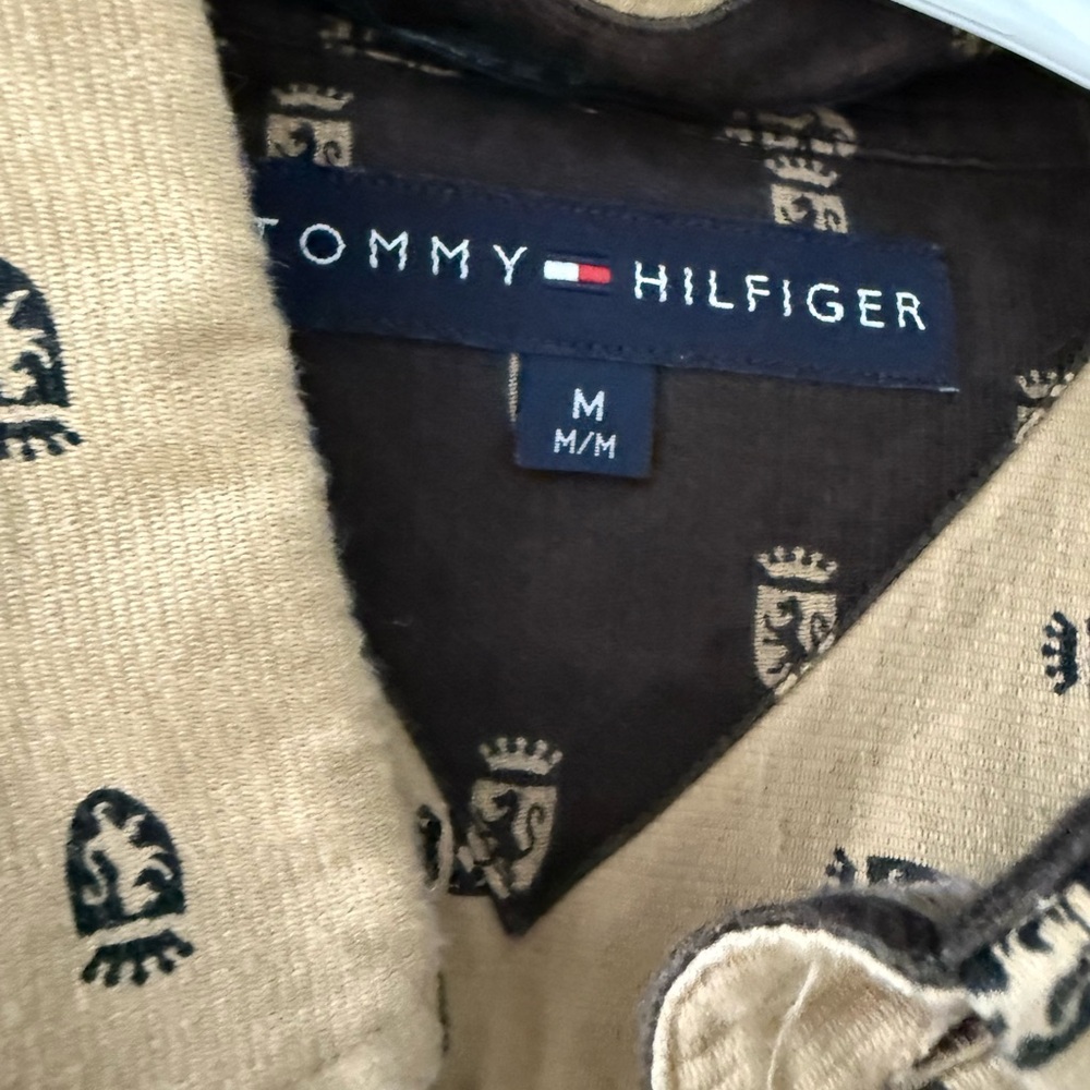 Tommy Hilfiger Tan Casual Button Down Shirt with Polka Dot Pattern - Picture 3 of 5
